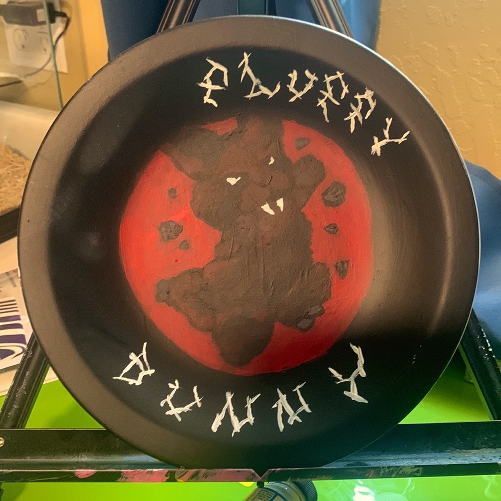 Cute gothic bunny hand painted glass plate